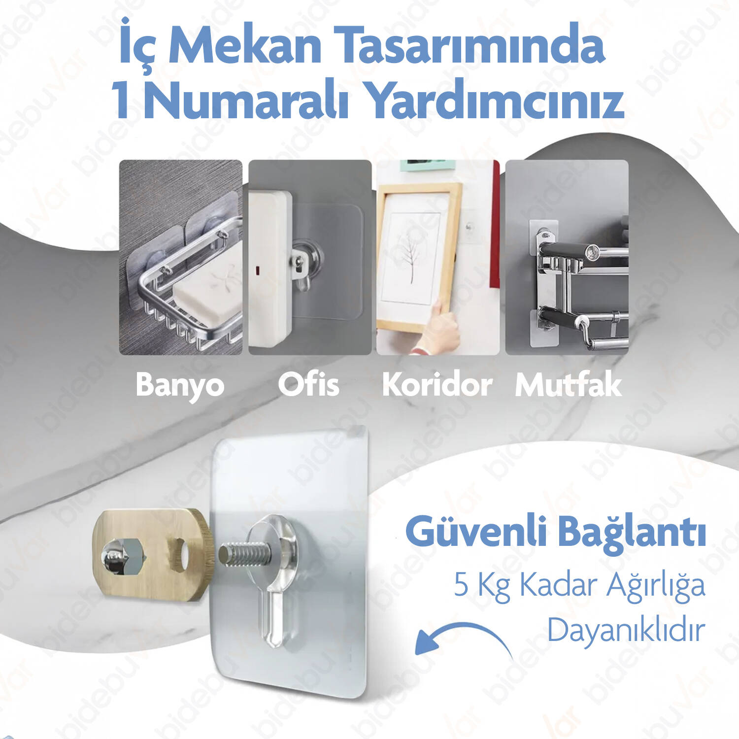 4'LÜ KENDİNDEN YAPIŞKANLI DUVAR ASKISI - 2