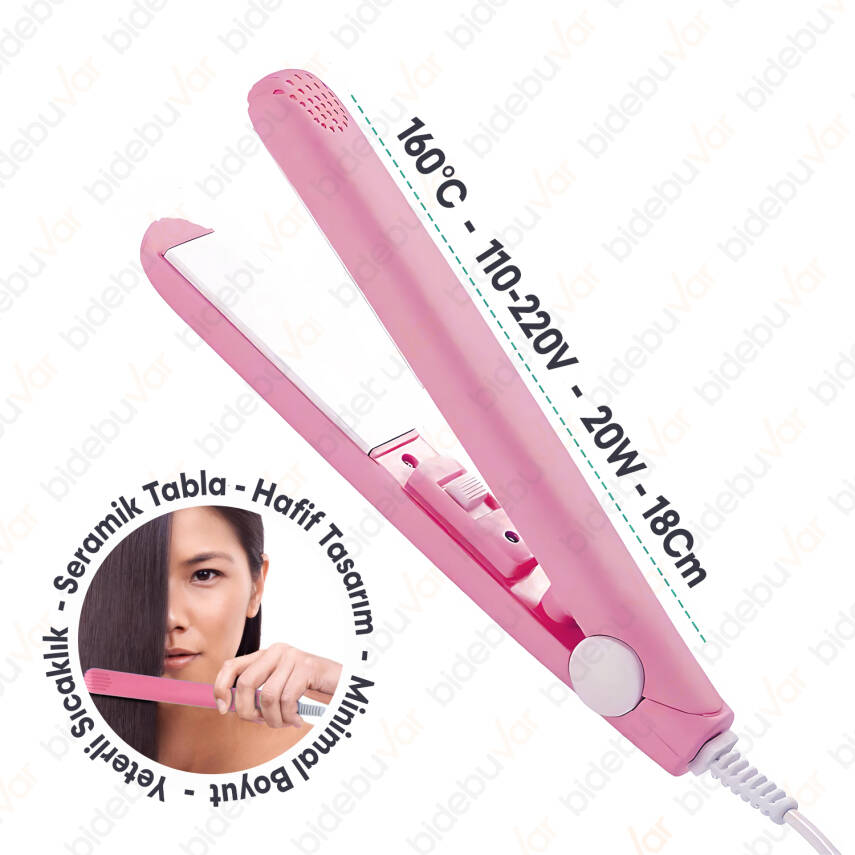 MİNİ SAÇ DÜZLEŞTİRİCİ PEMBE - 1