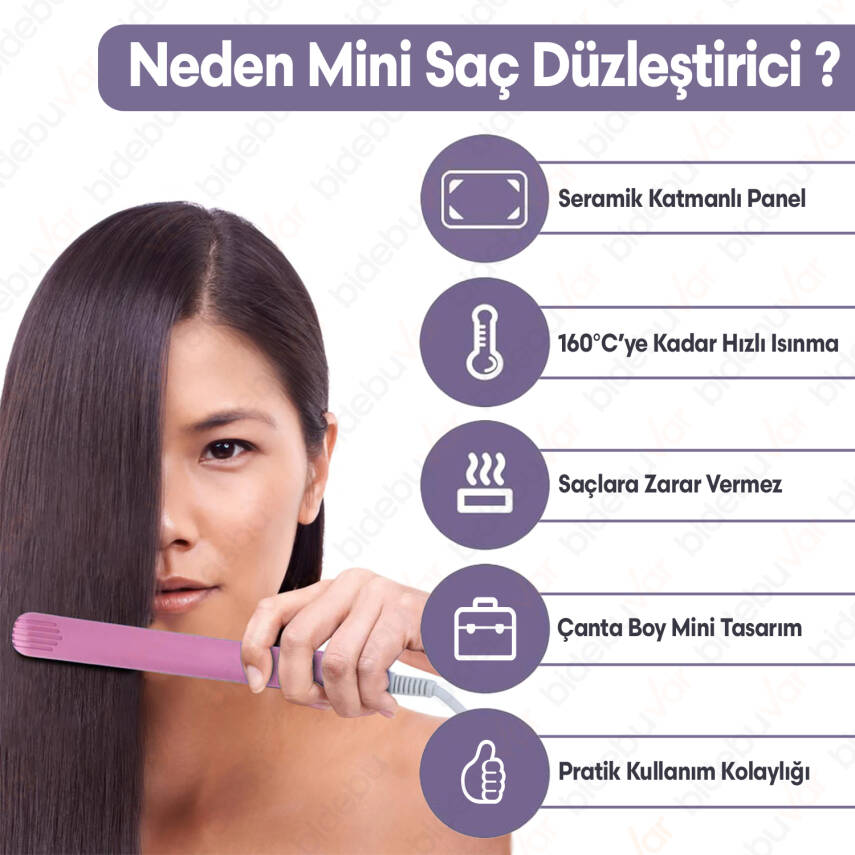 MİNİ SAÇ DÜZLEŞTİRİCİ PEMBE - 3