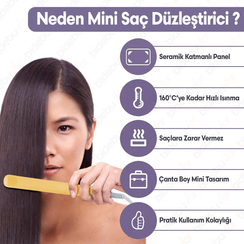 MİNİ SAÇ DÜZLEŞTİRİCİ SARI - 3