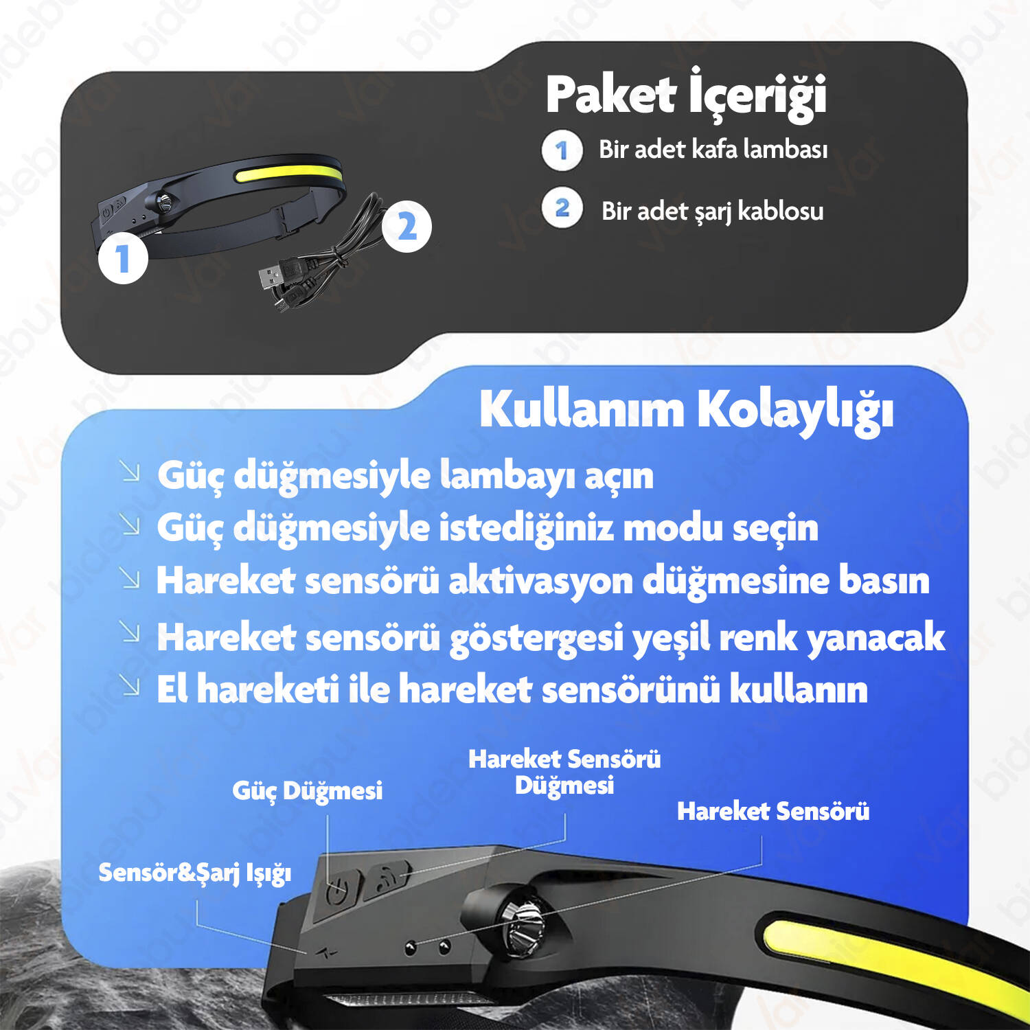PROFESYONEL SENSÖRLÜ LED KAFA LAMBASI - 6