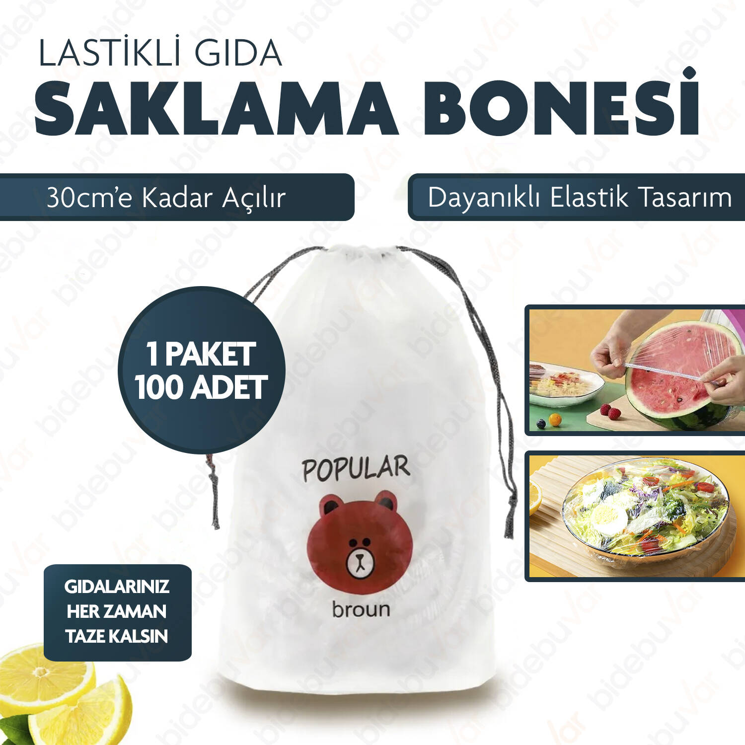 100'LÜ LASTİKLİ GIDA SAKLAMA BONESİ - 1