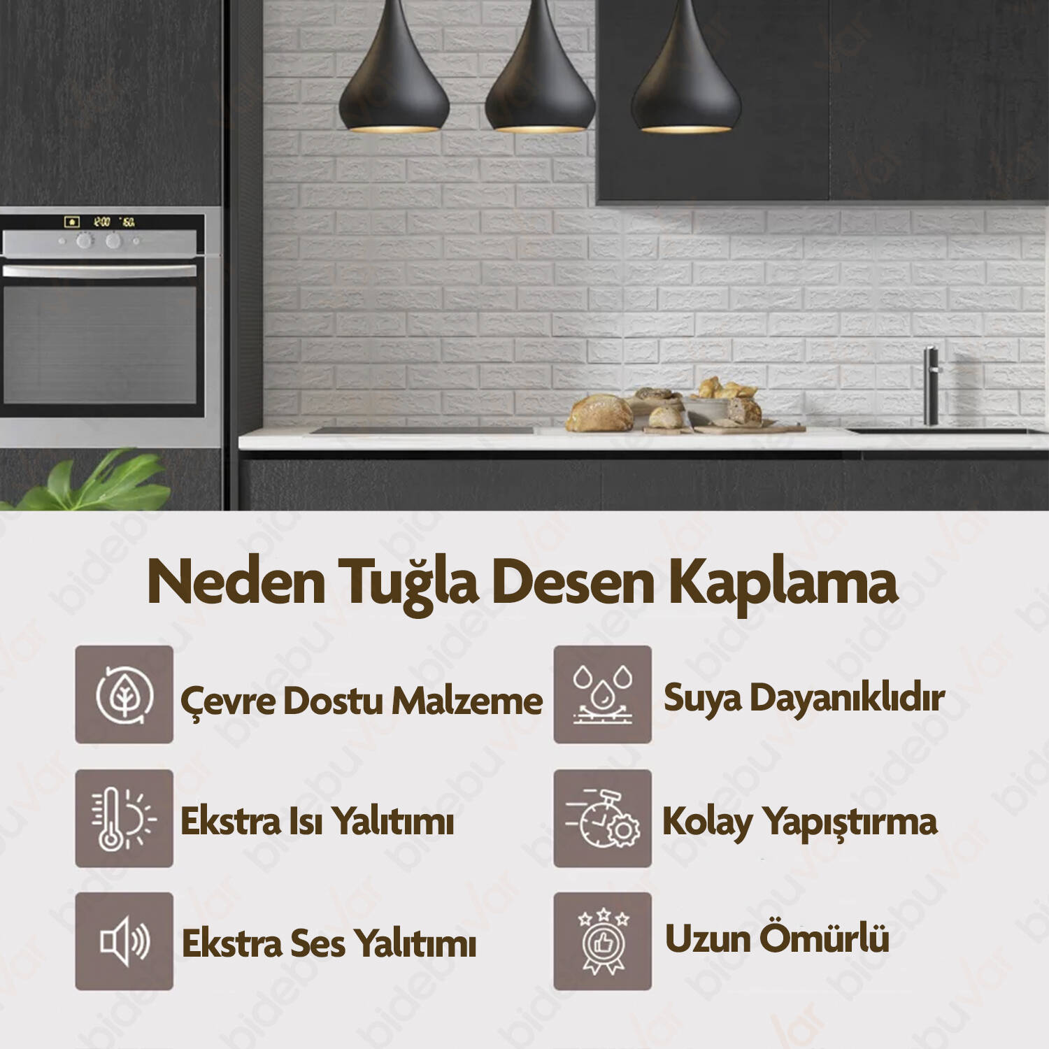 KENDİNDEN YAPIŞKANLI BEYAZ TUĞLA DESEN KAPLAMA - 2