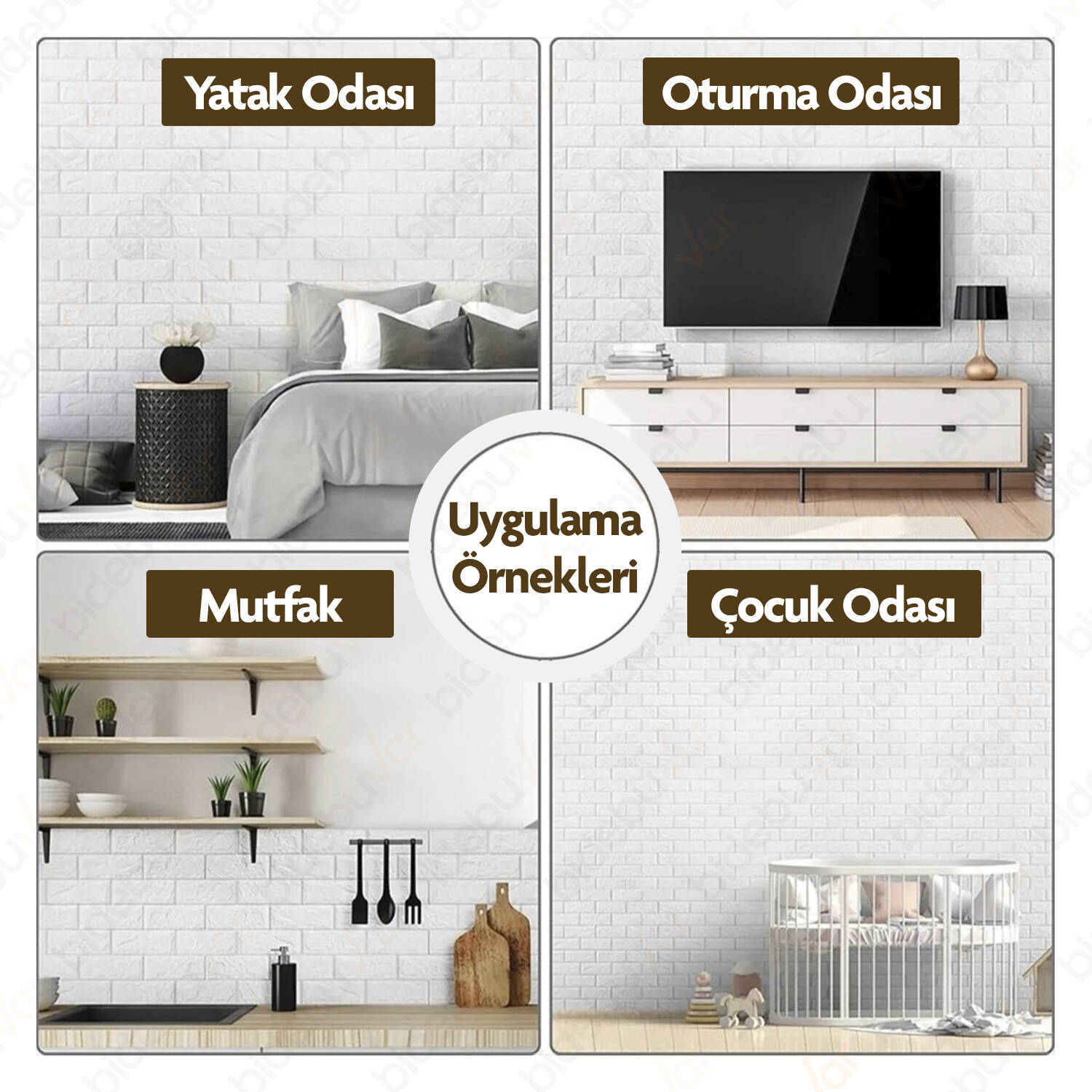 KENDİNDEN YAPIŞKANLI BEYAZ TUĞLA DESEN KAPLAMA - 5