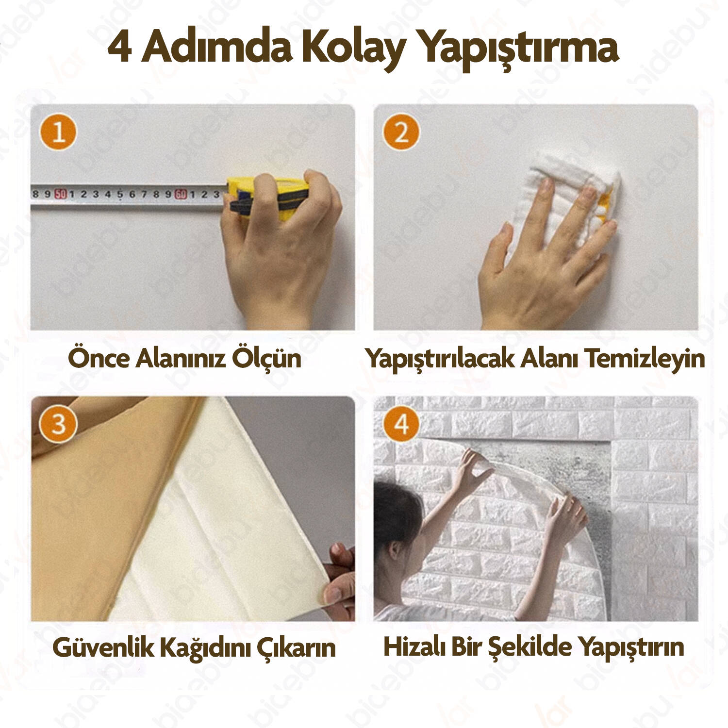 KENDİNDEN YAPIŞKANLI BEYAZ TUĞLA DESEN KAPLAMA - 6